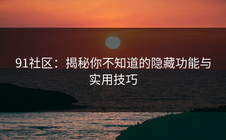 91社区：揭秘你不知道的隐藏功能与实用技巧